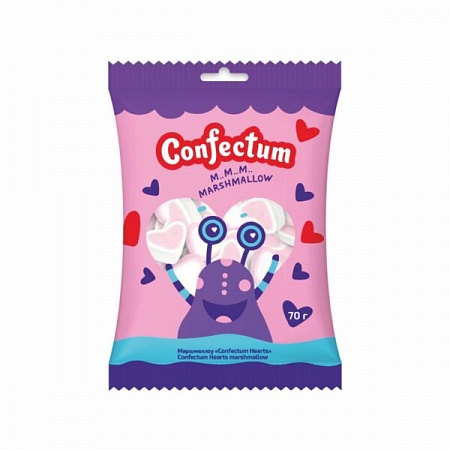 Маршмеллоу "Confectum  Hearts" со вкусом клубники, 70г